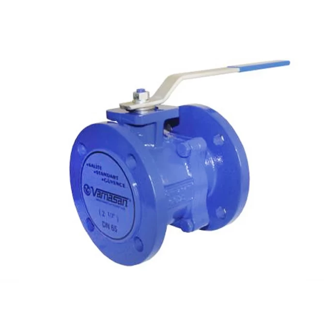 Двухсекционный фланцевый шаровой кран из чугуна с полной проточной частью gallery image 1