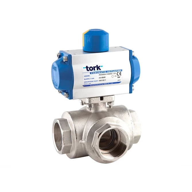 PAV 902 латунный шаровой кран с пневмоприводом gallery image 1